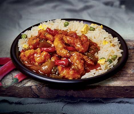 Veg Fried Rice with Chilli Chicken