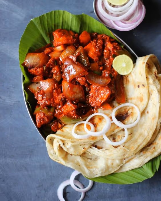 Chilli Chicken with Porotta (2 nos)